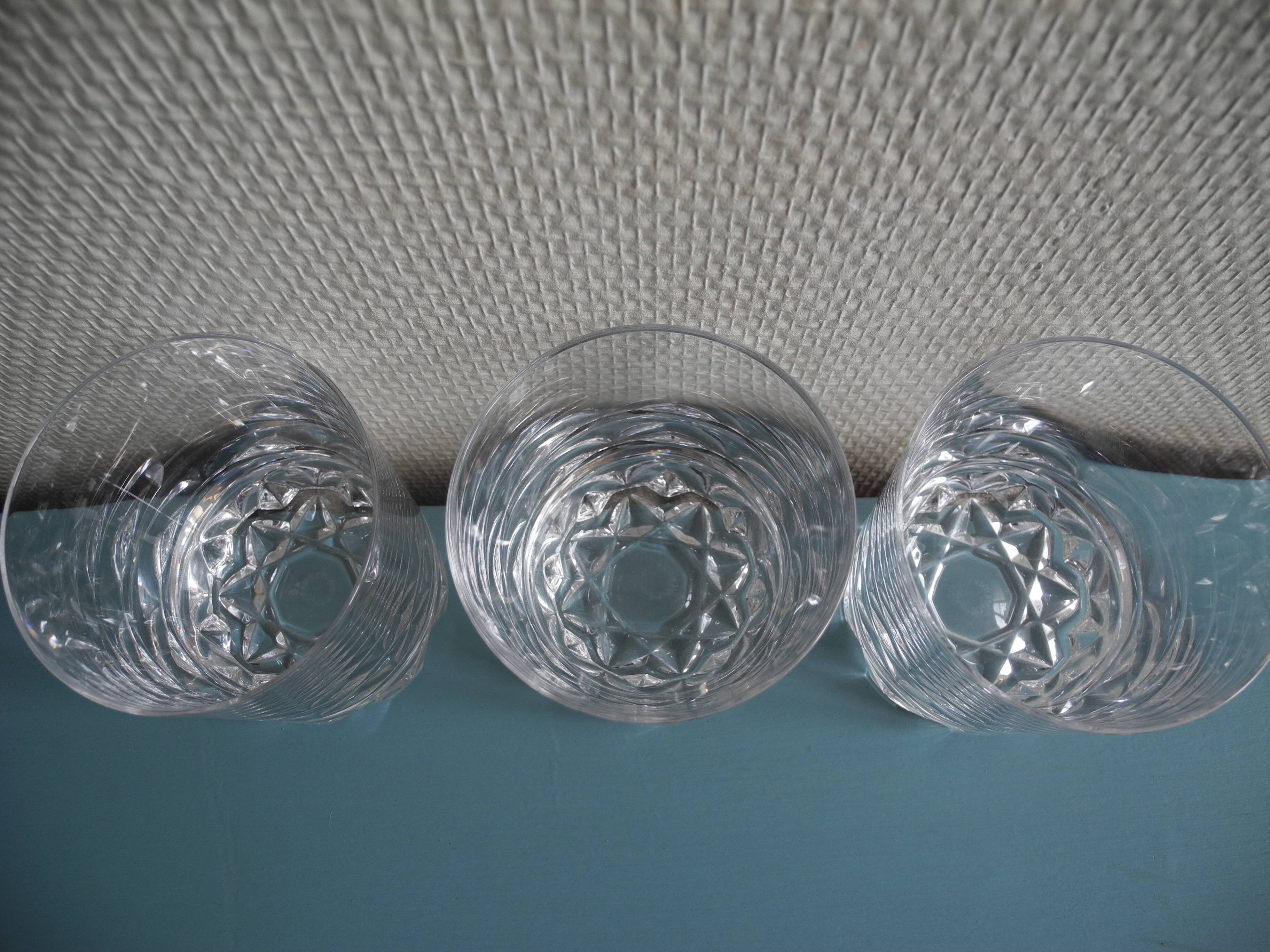 3 Vannes crystal whisky glasses vintage French crystal glasses set