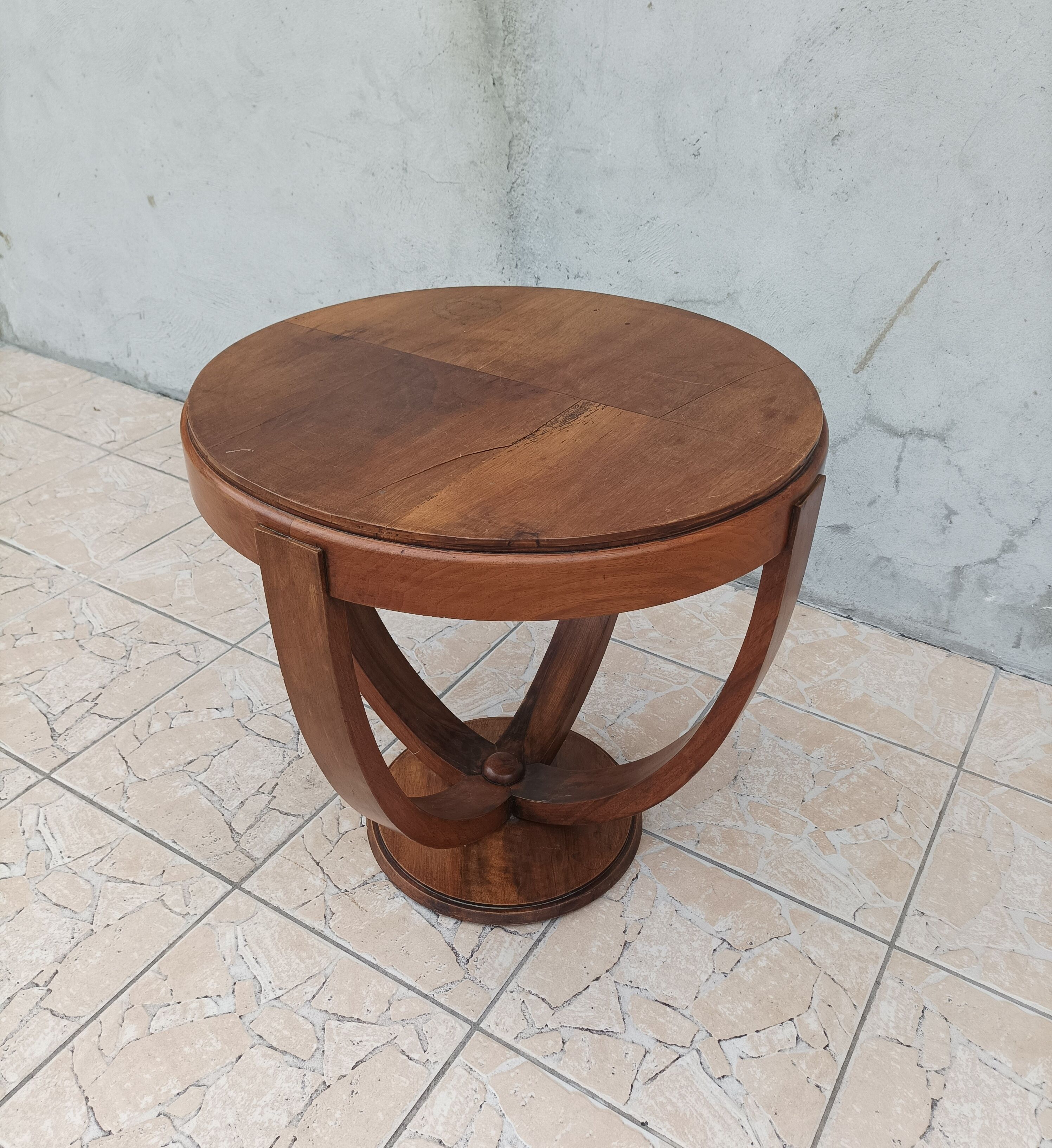 Art Deco pedestal table walnut side table