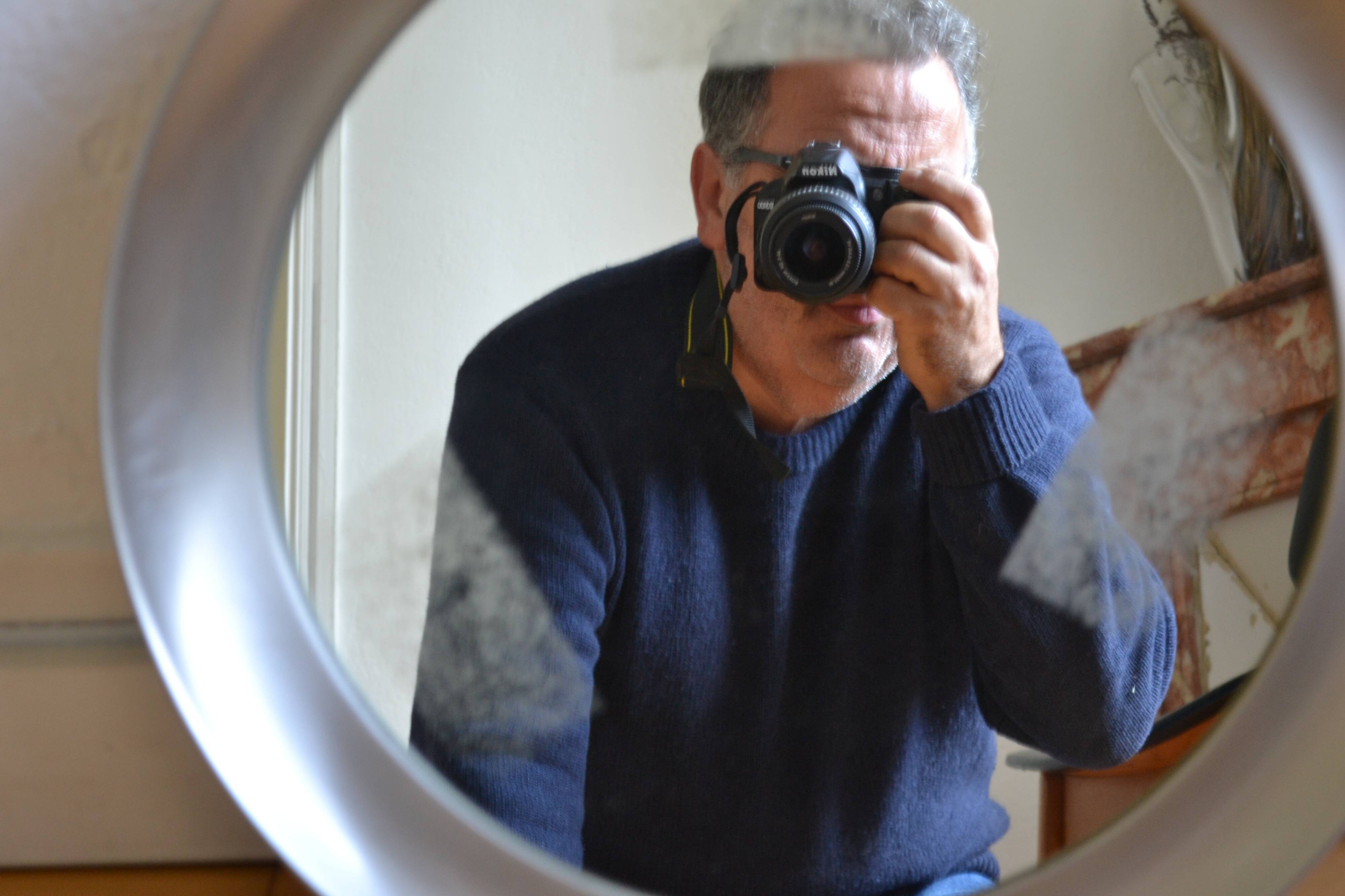 miroir rond 1970 cadre métal inox brossé 43 cm