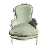 Fauteuil Voltaire / Bergère Louis XV (Patine blanche & vert)