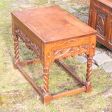 Neo gothic throne and side table, France ca 1900, Set of 2.