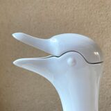 Carafe animalière grande oie in vintage white porcelain 80s