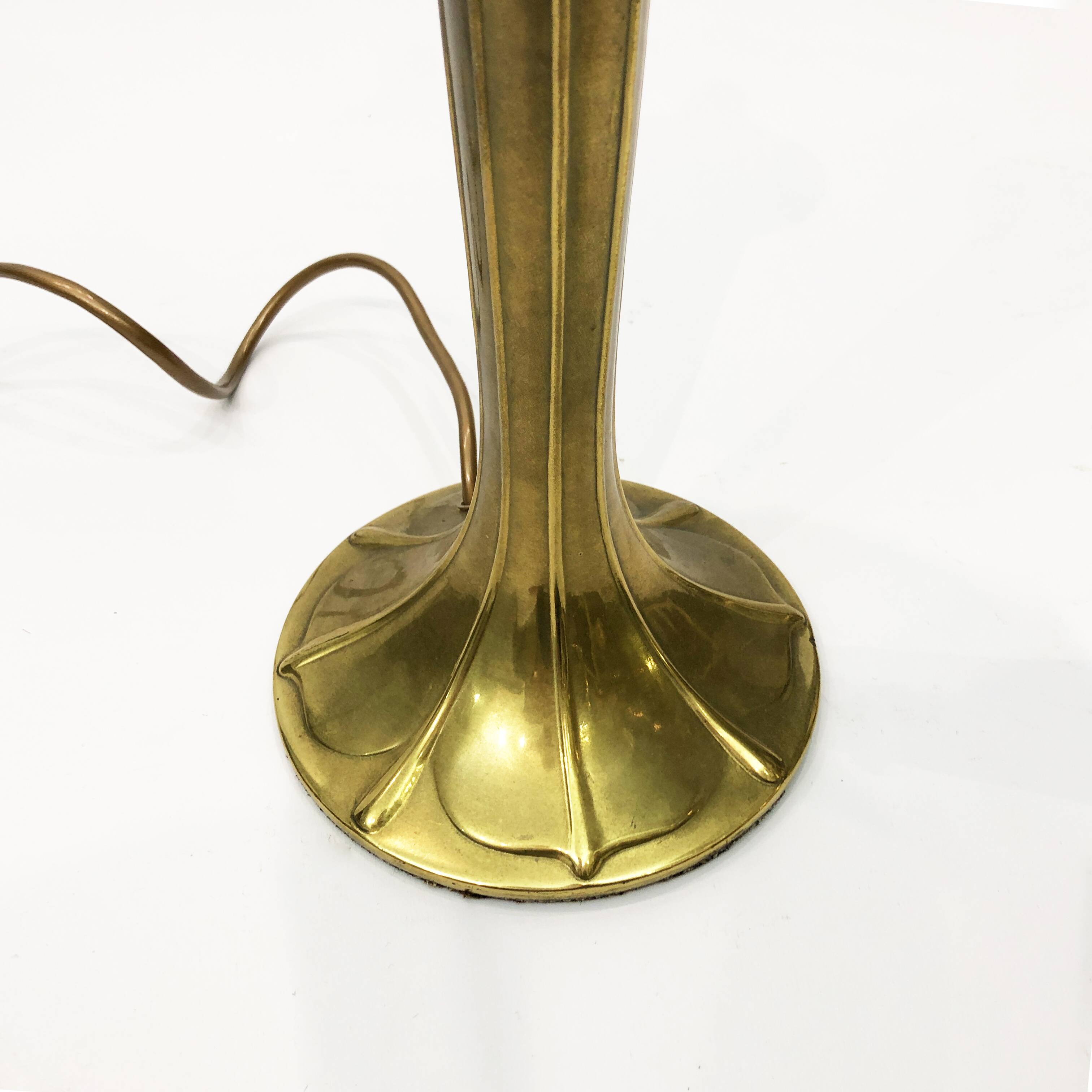 Brass Art Nouveau Style Table Lamp 1970s Glamour Chic Jugendstil Light