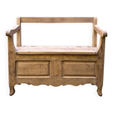 Farmhouse bench with chest in antique solid walnut