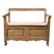 Farmhouse bench with chest in antique solid walnut