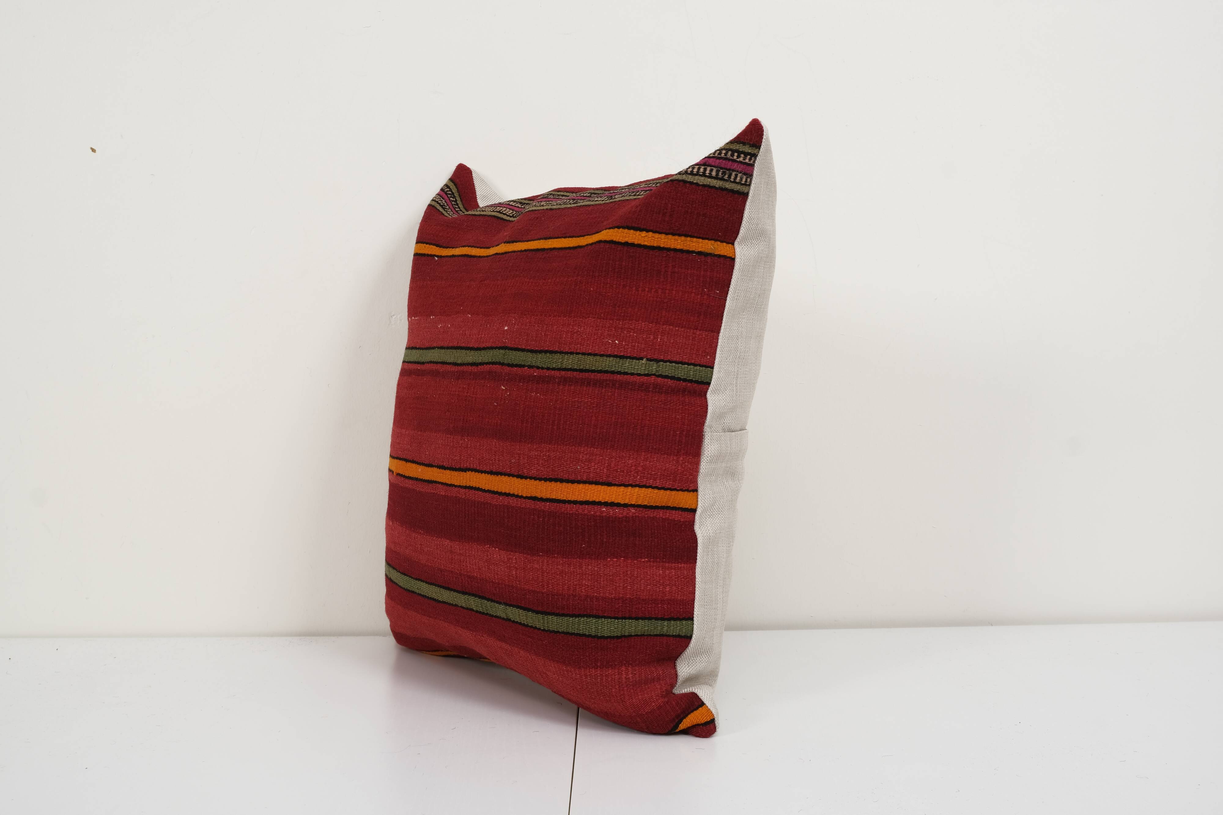 20" x 20" turkish striped kilim pillow, striped kilim pillow decorative throw pillow, bohemian kilim