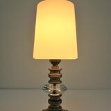 Lampe bronze doré cristal et opaline style néo classique vintage