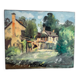 Painting "The Queen's Hamlet" - Versailles, signed