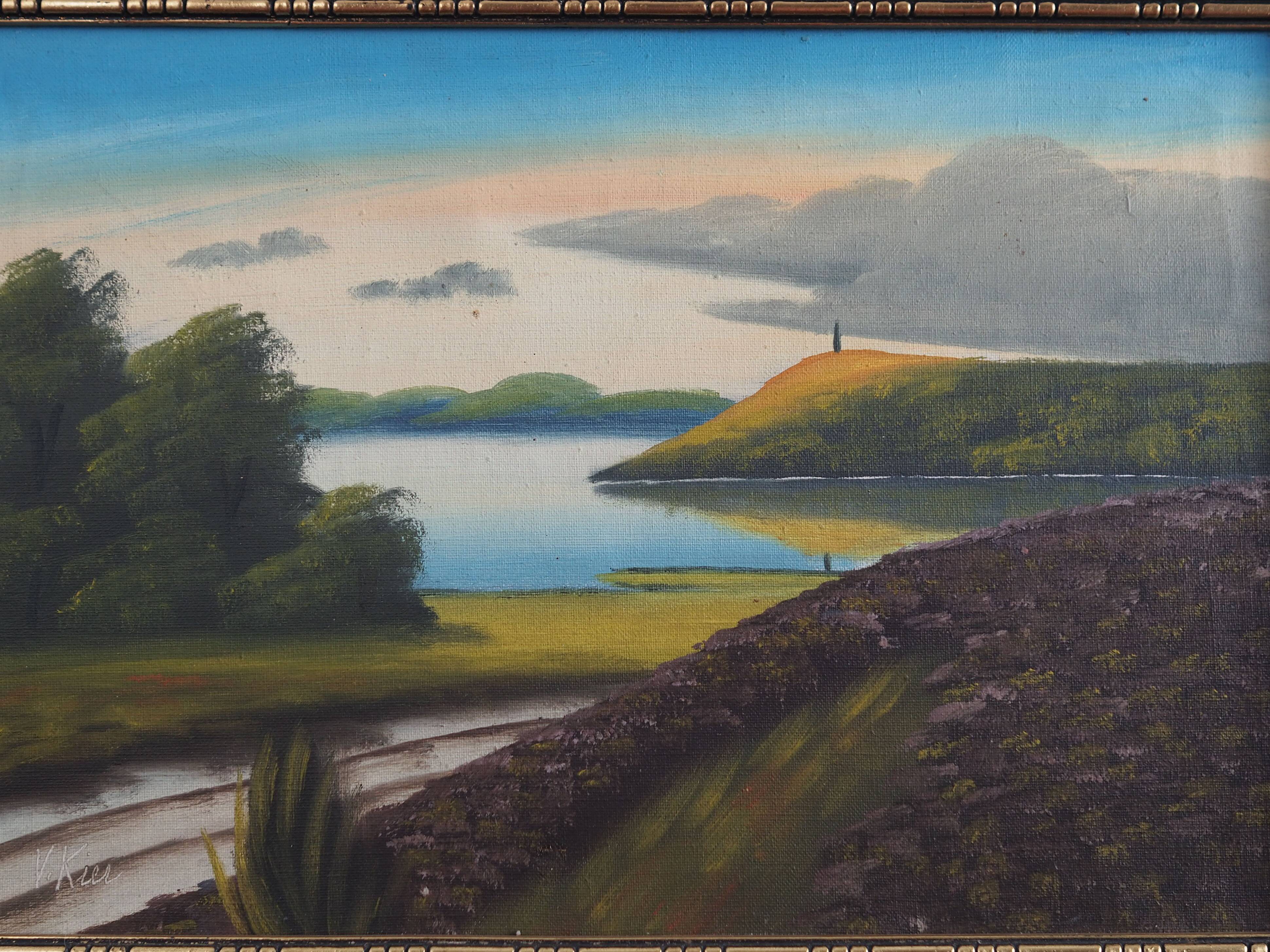 Painting „The Landscape with Hills”, Scandinavian design, 1970s, by V. Kier