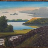 Painting „The Landscape with Hills”, Scandinavian design, 1970s, by V. Kier