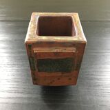 Brutalist brown stoneware vase