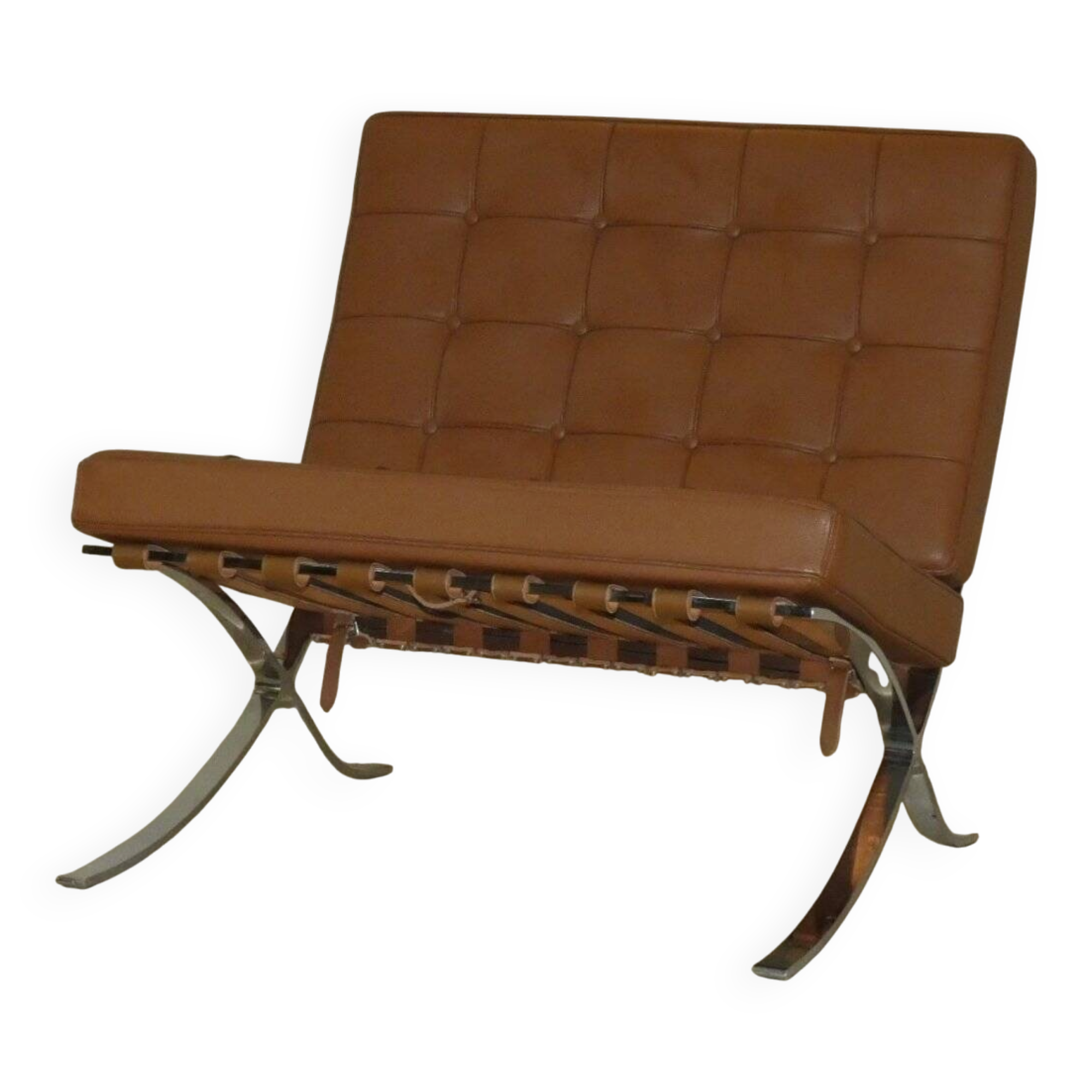 Sedia in acciaio e pelle nello stile di Knoll, anni '80