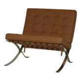 Sedia in acciaio e pelle nello stile di Knoll, anni '80