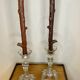 Pair of molded glass candle holders - Vallerysthal crystal