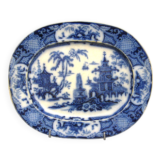 Grand plat chinois à décor bleu XIXe.