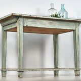 Vintage white solid wood side table (France, circa 1960)