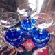 Bohemian blue crystal liqueur glasses
