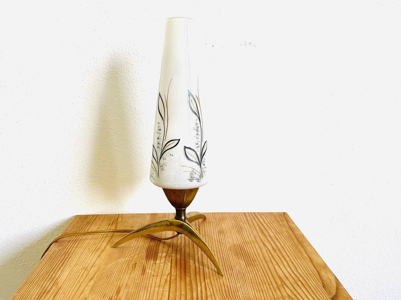 Space Age 1950s brass tripod table lamp