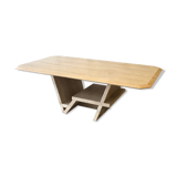 Rectangle travertine table with geometric foot