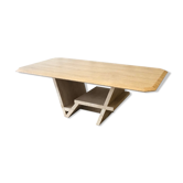 Table en travertin rectangle avec pied géométrique
