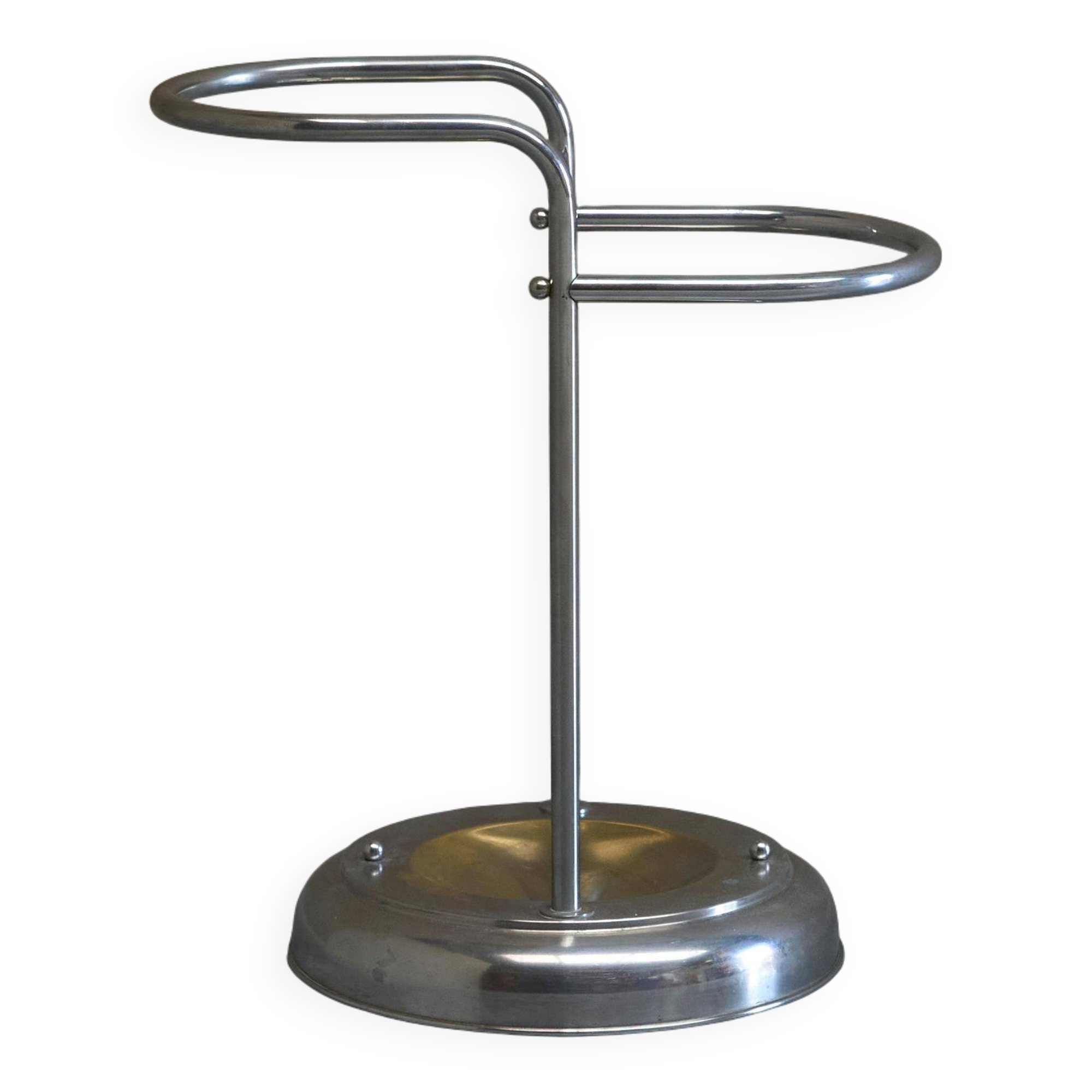 Bauhaus-style umbrella stand in chrome brass, 1960s