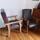 Paire de fauteuils moleskine marron