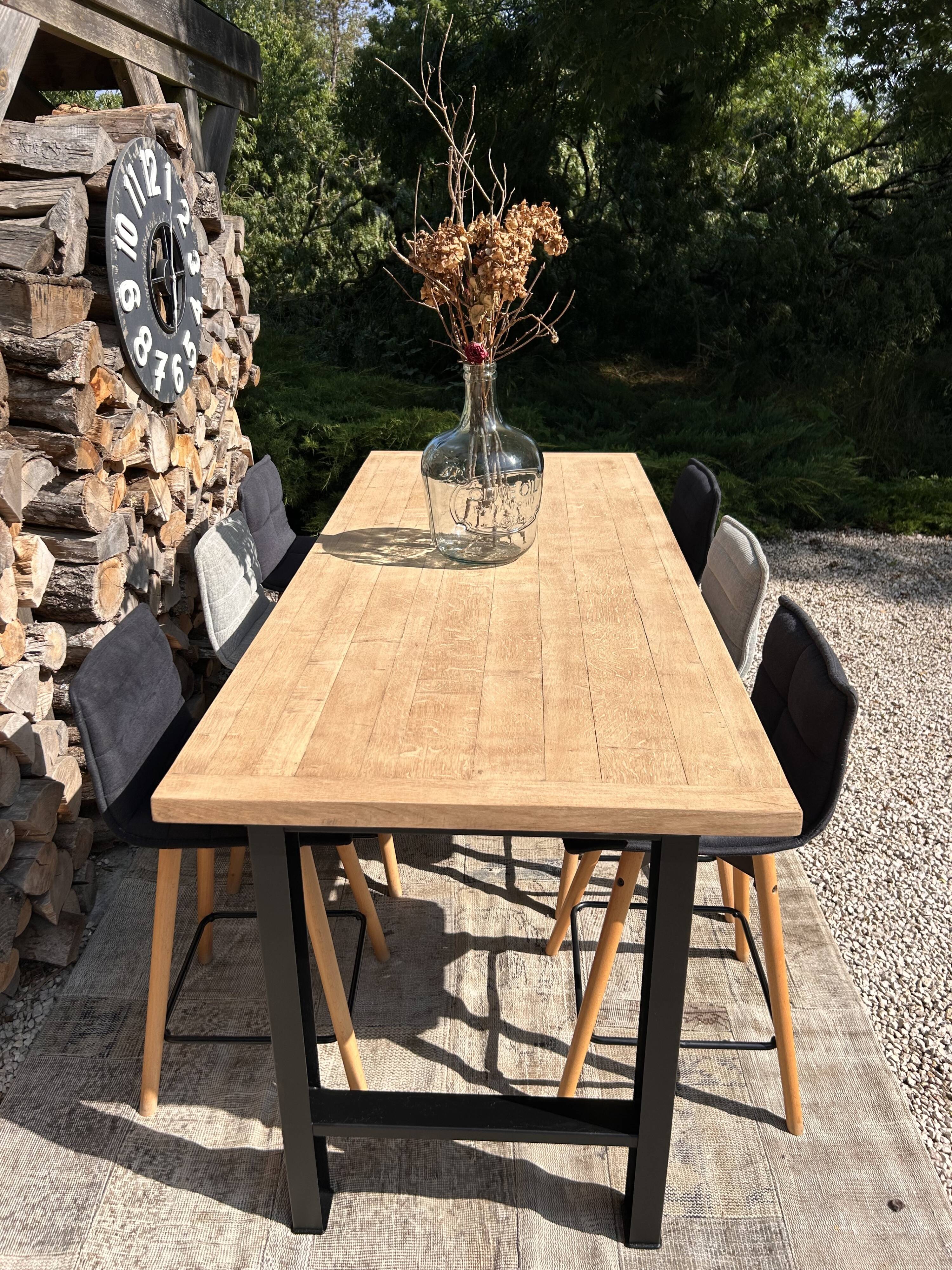 High table, island in wood and metal