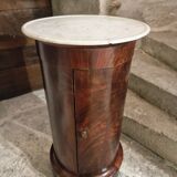 Antique French Empire Somno (bedside table) in mahogany with a marble top, circa 1805–1820.