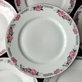 Set de 6 assiettes plates anciennes en porcelaine   Art Déco