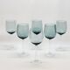 6 Large Wine or Water Balloon Glasses in Petrol Blue Color Blown Glass