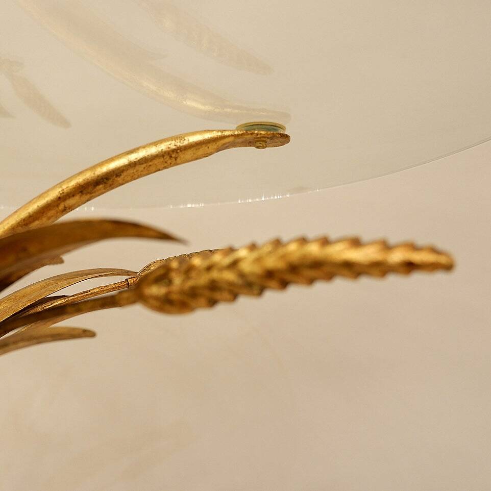 Vintage Gilt Metal Sheaf of Wheat Coffee Table