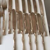 Vintage 1960s Bamboo Brass Cutlery Set
