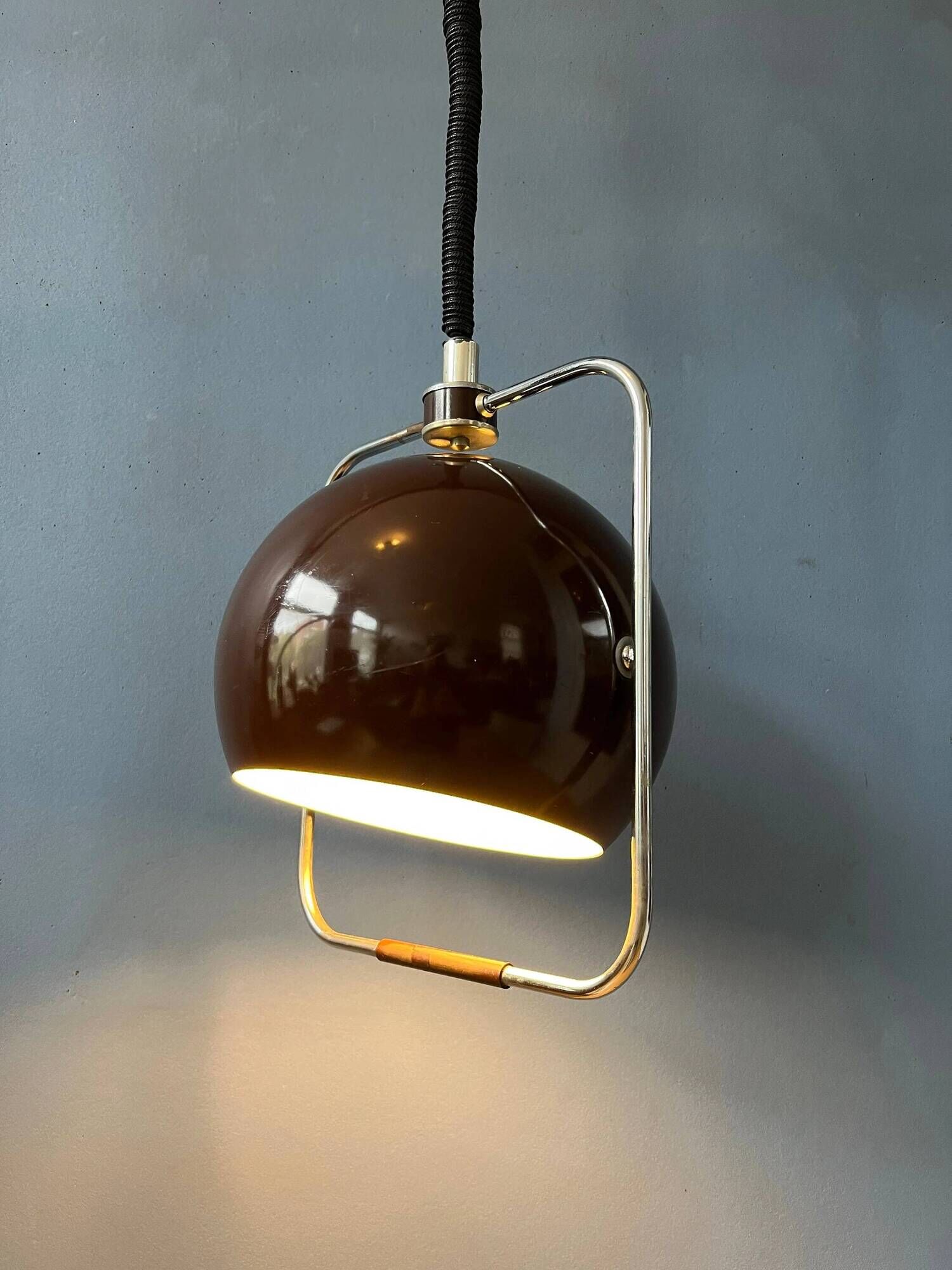 Vintage brown GEPO suspension | Space Age light fixture | Mid-Century Modern ceiling light