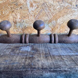 Vintage Wall Coat Rack x3 Wooden 1960s #D885