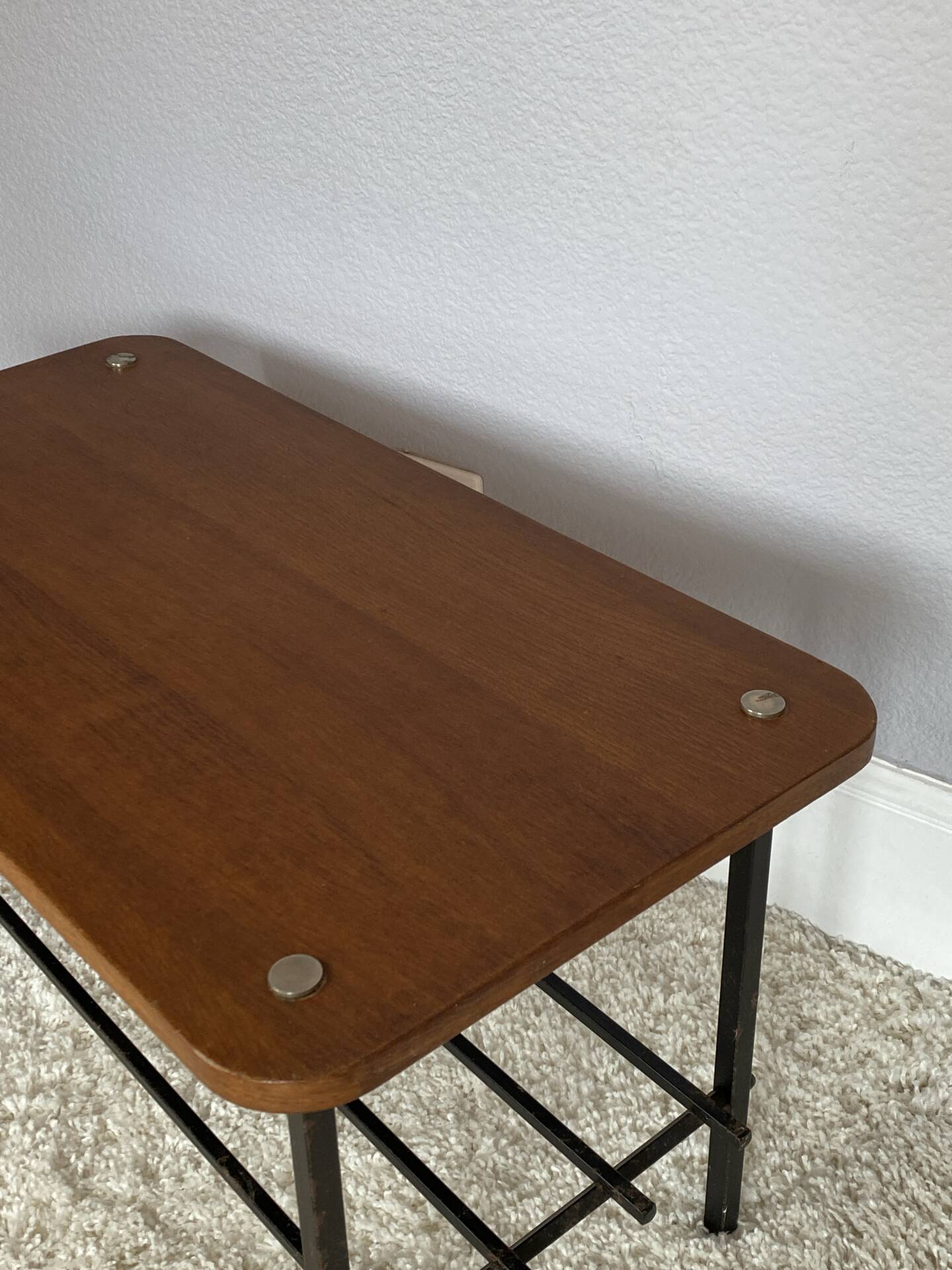 Vintage 50s design wood and metal coffee table