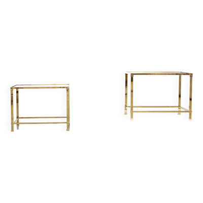 Tables d'appoint à structure en laiton 1970 France circa 1970