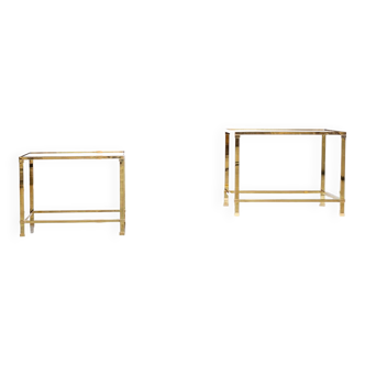 Tables d'appoint structure en laiton 1970 France vers 1970