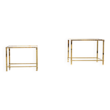 Tables d'appoint à structure en laiton 1970 France circa 1970