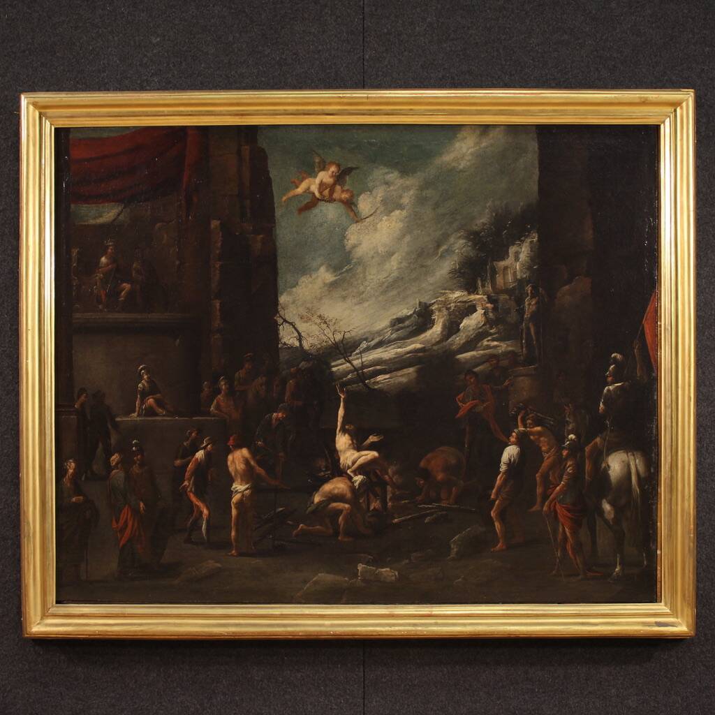 Great 17th-century religious painting, Martyrdom of Saint Lawrence