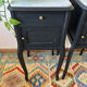 Pair of marble and wood bedside curved feet