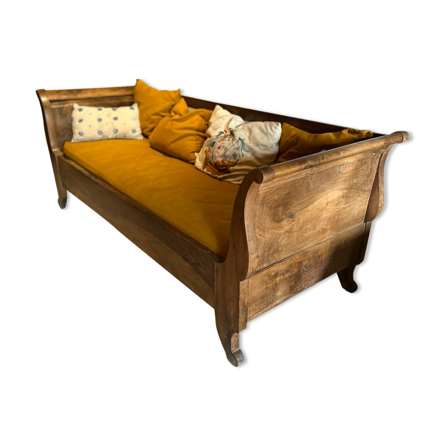 Walnut boat sofa 1950