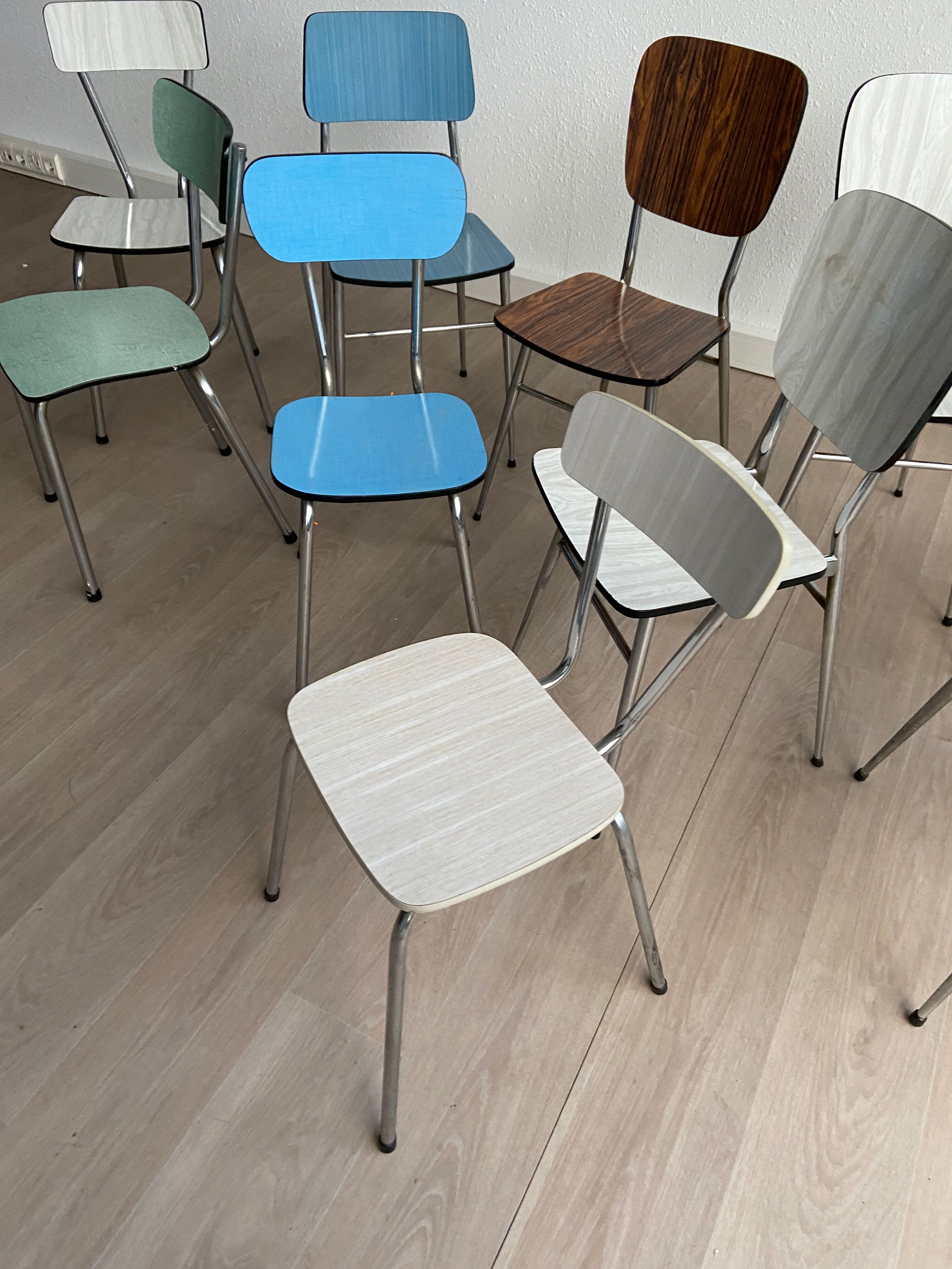 11 vintage Formica chairs
