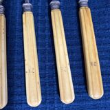 Set of 6 silver metal forks and monogram bone handle DE