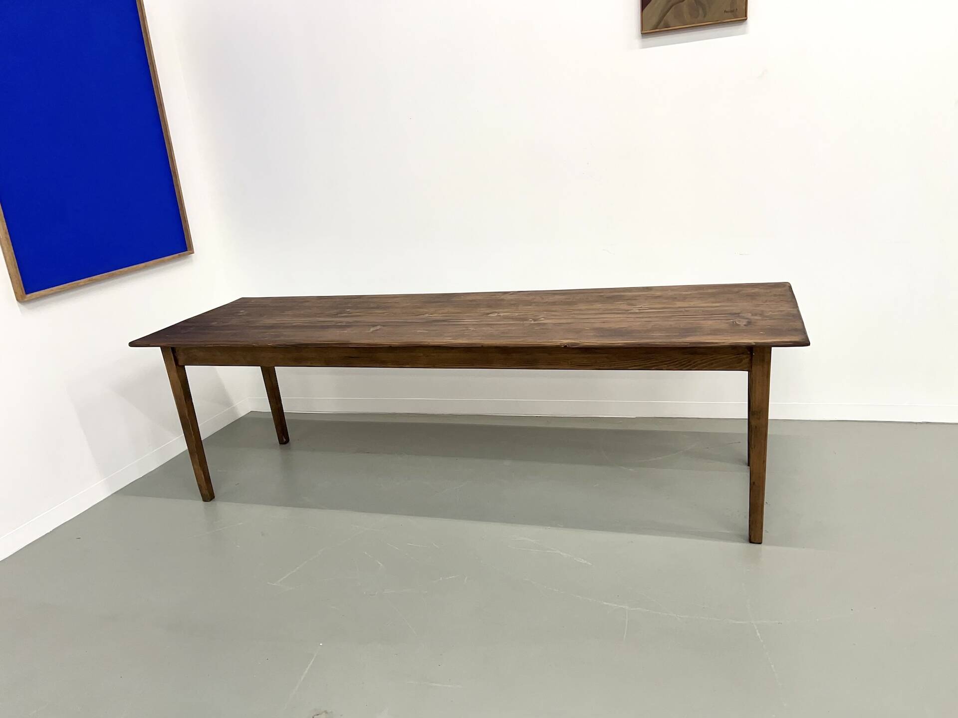 Large solid pine farmhouse table with spindle legs