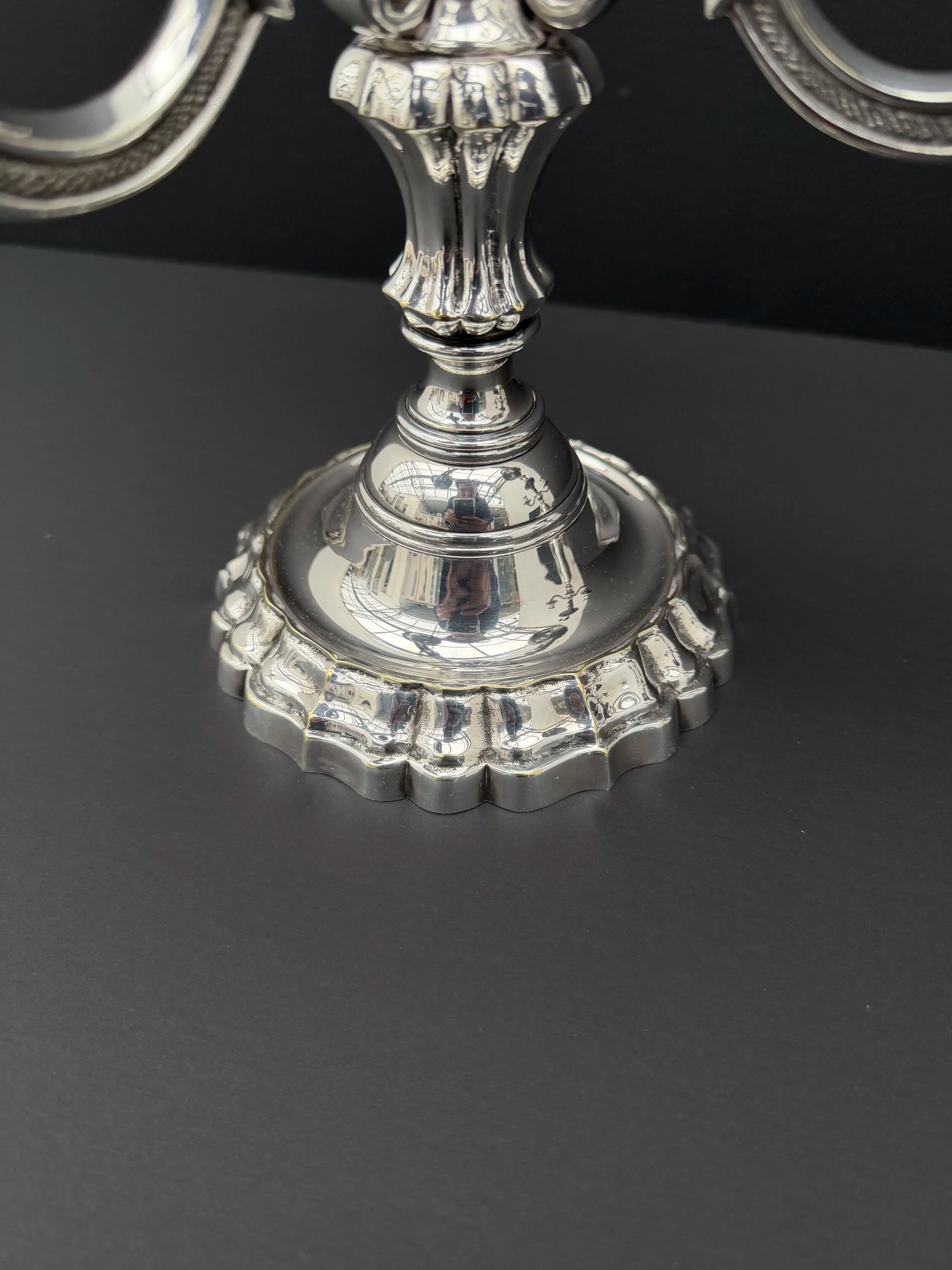 Pair of Chrysalia three-light silver-plated metal candlesticks