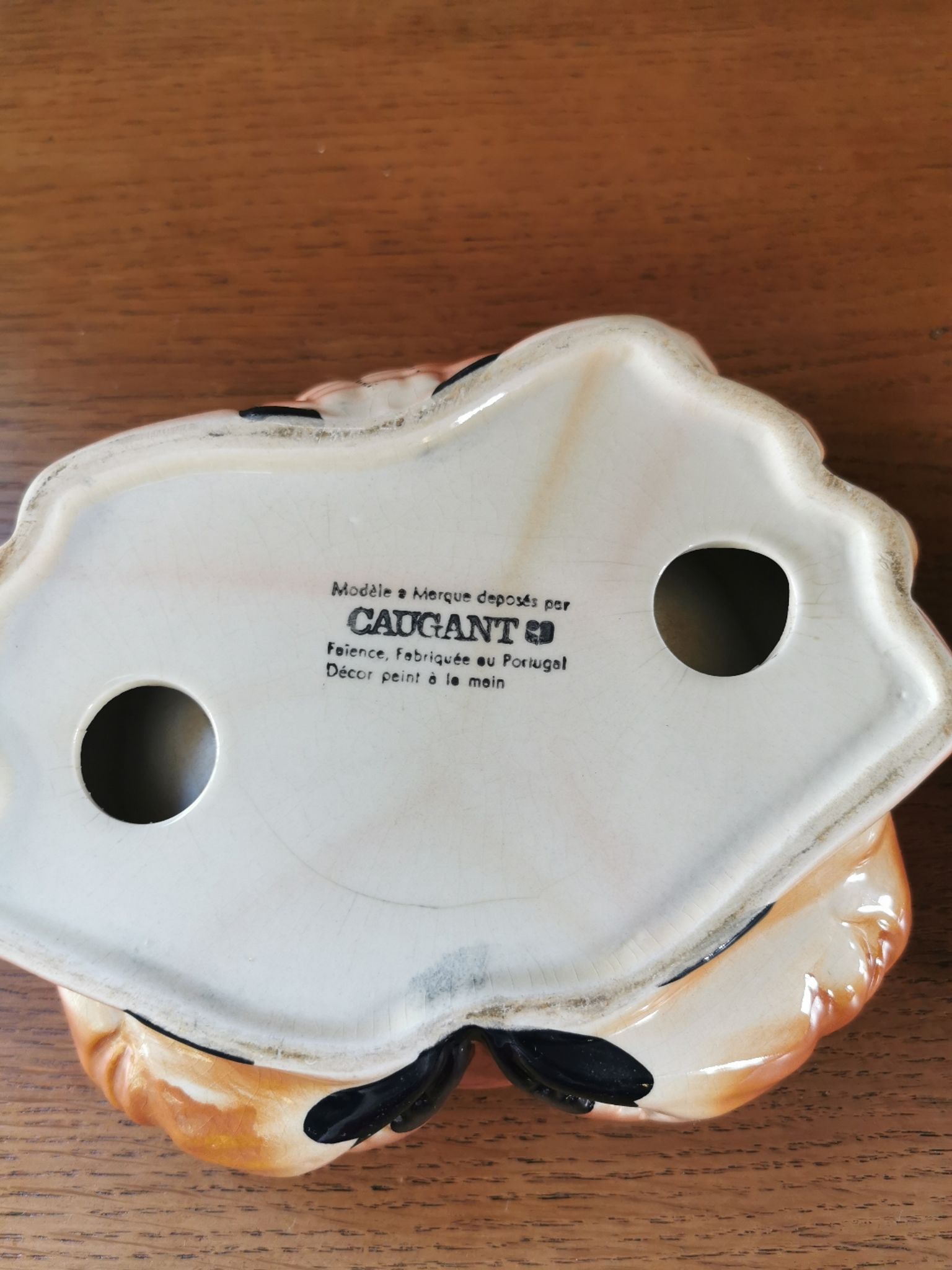 Vintage crab box in ceramic signed Caugant