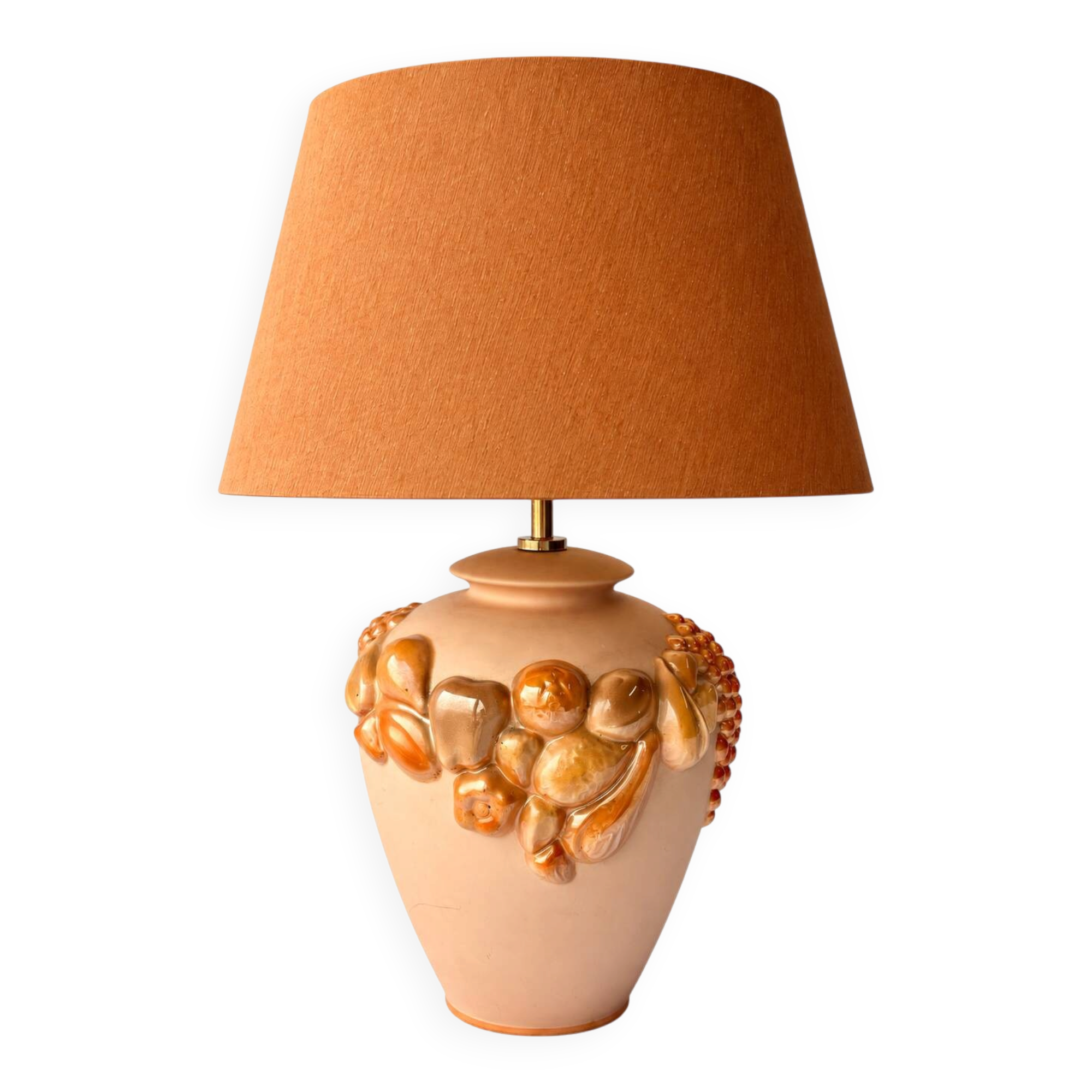 Ceramic Table Lamp with Sculptural Glazed Fruit Decoration