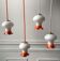Set of 4 suspensions tulips in opaline orange gradient thread orange and white 70s