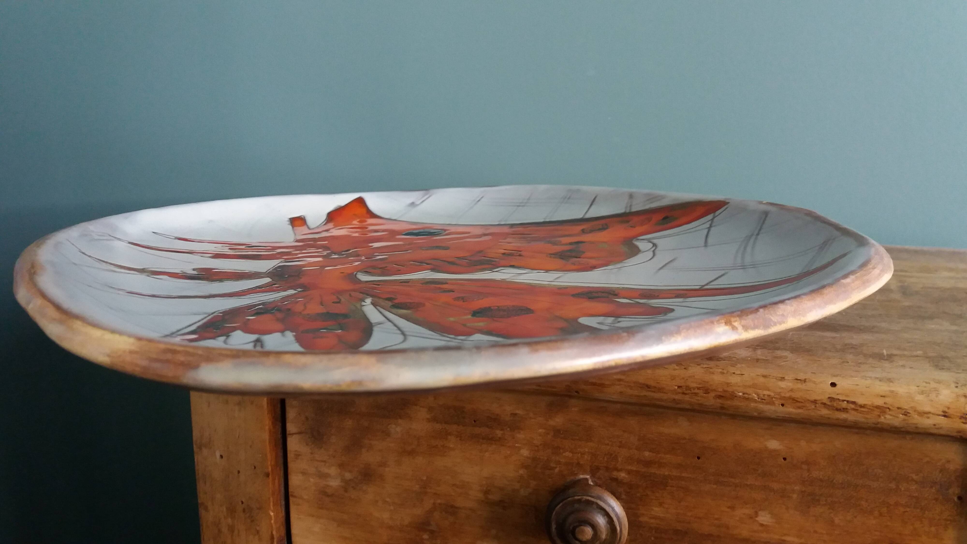 Plate signed Monique Brunner, Pansier, Pottery of the Aquarius, Vallauris