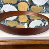 Scandinavian round teak mirror